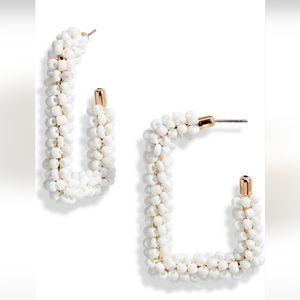 B.P. Beaded Rectangle Hoop Earrings